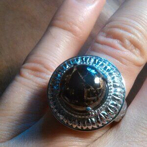 Matrix Silver Shungite Stainless Steel Ring (Size 8)
